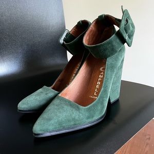 Jeffrey Campbell Green Suede Wedge Heel Ankle Strap Size 8